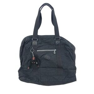 Kipling Travel Shoulder Tote Bag Womens OS Black Lightweight Nylon Monkey Charm